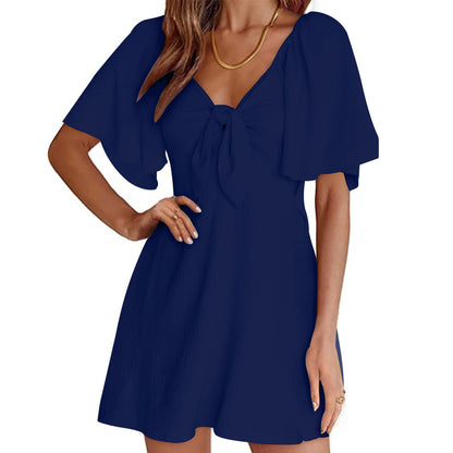 Womens 2024 Spring Summer Deep V Neck Mini Dress