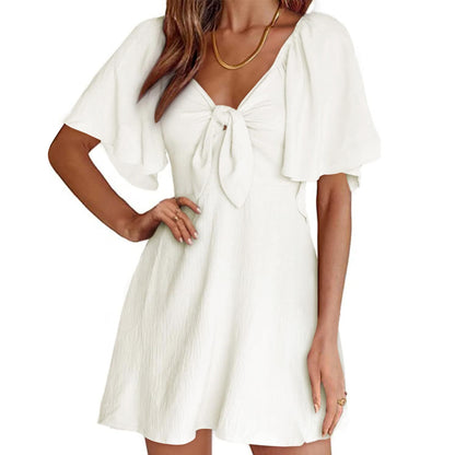 Womens 2024 Spring Summer Deep V Neck Mini Dress