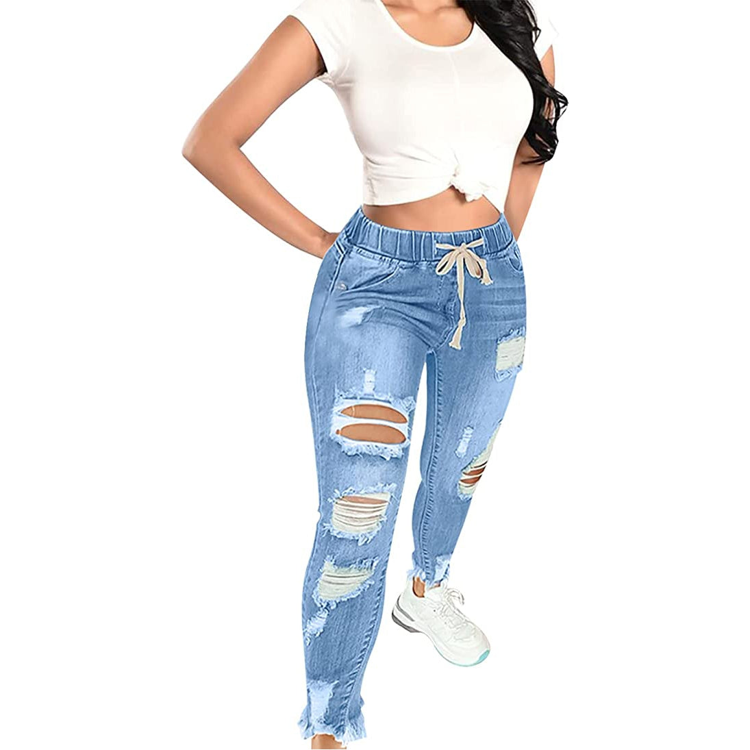 Women's Hip Lifting Slim Jeans High Waisted Pants Super Stretch