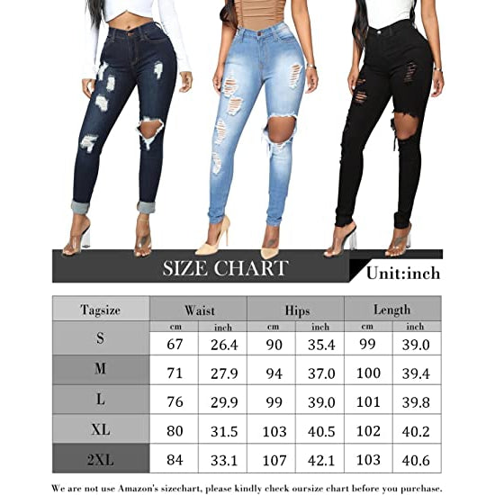 KUNMI Womens Classic High Waisted Skinny Stretch Butt Lifting Jeans Slim  Fit Denim Pants 008-dark Blue
