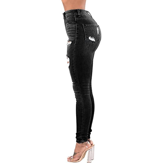KUNMI Womens Classic High Waisted Skinny Stretch Butt Lifting Jeans Slim  Fit Denim Pants 007-black