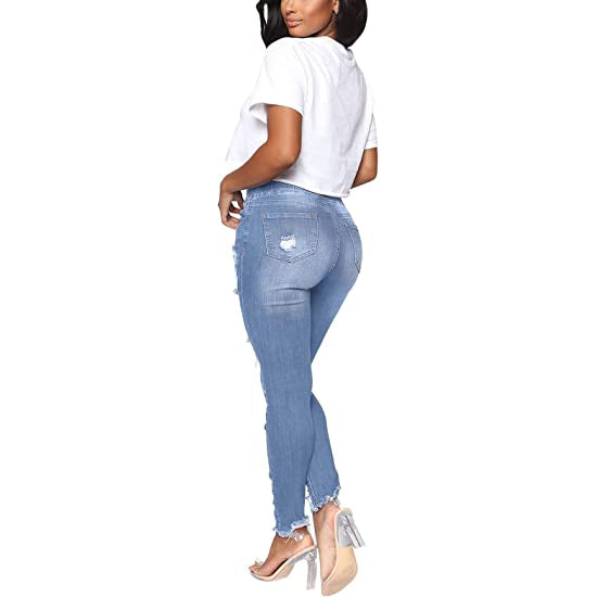 Women Jeans For Curvy Elastic Waist Stretchy Denim Pants Tummy