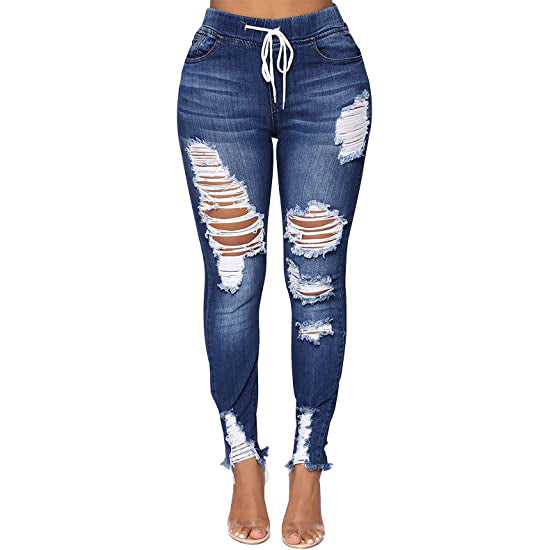 Amazon.com: Aislor Girls Ripped Jeans Distressed Denim Pants Kids Washed  Elastic Waist Straight Leg Jeans Baggy Wide-Leg Trousers Blue Big Hole 3-4  Years, 3-4T: Clothing, Shoes & Jewelry