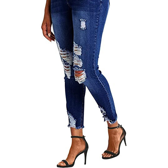 WAX JEANS Women Plus Size Ripped Jeans 90174XL - Oly's Home Fashion